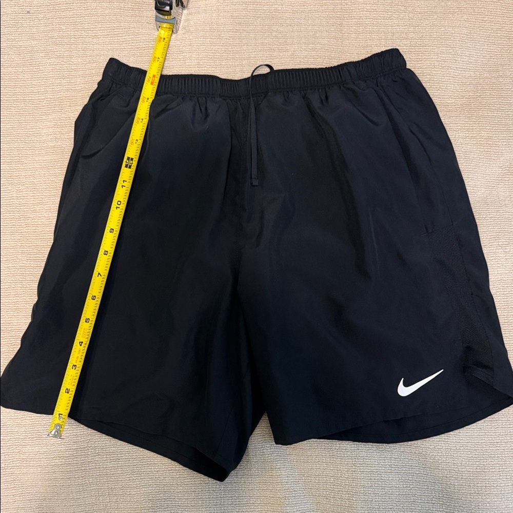 Nike Men’s Black Athletic Shorts with White Swoosh Logo